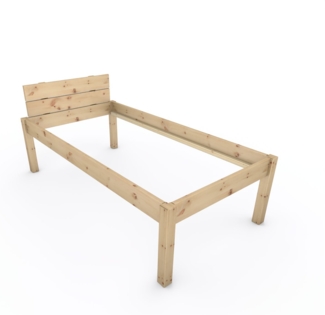 Pfostenbett "metallarm" Zirbe Holzbett "Daybett" 100 x 200cm 58cm Einzelbett