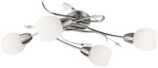 LED Deckenleuchte, Kristalle, chrom, Glas opal, L 70 cm