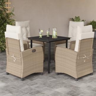 vidaXL 5-tlg. Garten-Essgruppe mit Kissen Beige Poly Rattan 3212813