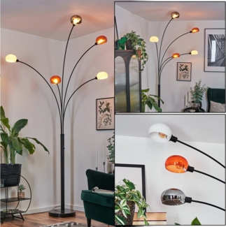 hofstein Stehlampe Stehlampe aus Metall in Schwarz/Orange/Weiß/Chom/Rauch, Retro-Design, verstellbare Stehleuchte mit Marmorfuß und Schalter am Gehäuse, E14