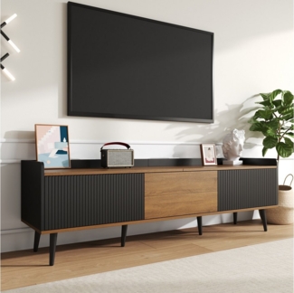 MODFU Lowboard mit großem Stauraum und erhöhter Oberkante (160 L x 39 W x 49,5 H, 1 St, Massivholzbeinen und Kippschutz), mit 3 kontrastierenden Türen