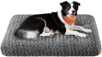Feandrea Hundebett, Hundekissen XL, für große Hunde, flauschige Hundematte, Plüsch, 110 x 73 cm, weiche Polsterung, waschbar, rutschfest, schiefergrau