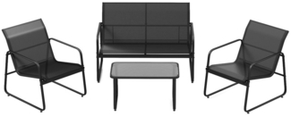 COSTWAY Balkonset Gartenmöbel-Set, (4-tlg), 1 Bank, 2 Stühle, 1 Beistelltisch, Metall, 4 Personen