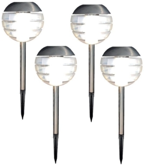 Seasonals LED Solarleuchte 1025 LED Solarstäbe "Ufo" warmweiß 4er Set silber