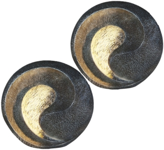 2x LED Solarleuchte, Skulptur, grau, H 29 cm