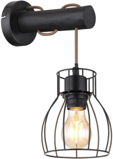 Wandleuchte Wandlampe Wohnzimmer Flur Metall Holz schwarz matt 15326NWB