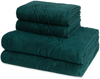 Ross Cashmere feeling 4 tlg. Frottier-Set - 2 X Handtuch (50 X 100cm), 2 X Duschtuch (75 X 140cm) - 520 g/m2 - Moosgrün