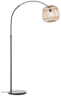 BRILLIANT Nikka Bogenstandleuchte 1,7m schwarz/natur | 1x A60, E27, 40W, geeignet für Normallampen (nicht enthalten)