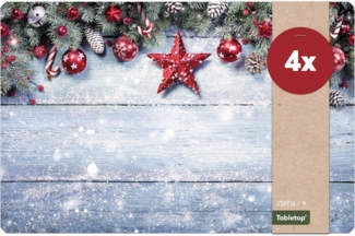 matches21 HOME & HOBBY Platzset Abwaschbare Tischsets 4er Set Weihnachten Stern Holz, (4-St), Platzsets als Tisch-Untersetzer und Tisch-Deko für Esstisch Teller