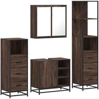 vidaXL 4-tlg. Badmöbel-Set Braun Eichen-Optik Holzwerkstoff 3301269