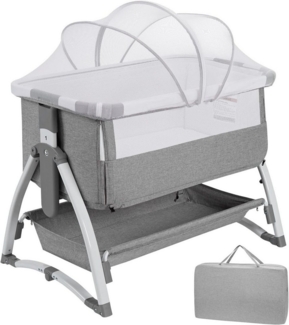 GarveeMore Beistellbett 4-in-1 Babybett mit Matratze & Netz, 2-in-1 Schaukeln/Liegen