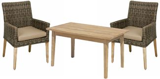 Garten-Sitzgruppe LUGANO - Akazie, Dunkelbraun, Tisch klein | Gartenmöbel-Set Gartengarnitur Garten-Essgruppe mit Stühlen und Esstisch