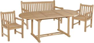 4tlg. Teak Tischgruppe Gartenmöbel Gartentisch Garten Armsessel Sessel Tisch