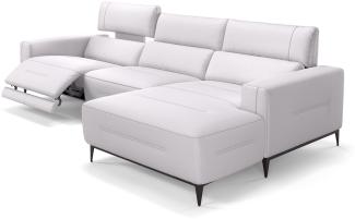 Sofanella Ecksofa TERAMO Ledersofa Eckgarnitur Eckcouch in Weiß S: 260 Breite x 101 Tiefe