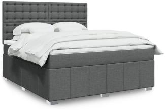 vidaXL Boxspringbett mit Matratze Dunkelgrau 180x200 cm Stoff 3294062