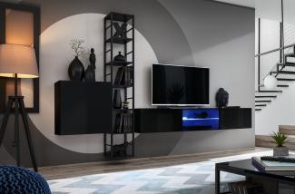 Hängende Wohnwand Switch M6 in Schwarz 270 x 176 cm 3-teilig