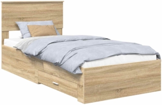 vidaXL Bettrahmen mit Kopfteil Sonoma-Eiche 100 x 200 cm Holzwerkstoff 3408301