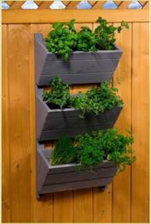 dobar® Green Label 58382FSCe Wandbeet mit 3 Pflanzkästen | Blumentreppe aus Holz | Blumenleiter für Wandmontage | Pflanztreppe für Garten/Terrasse/Balkon | 38 x 17,5 x 79 cm | Grau