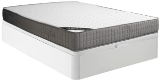 Vente-unique - Set aus Bettgestell mit Bettkasten + Schaumstoffmatratze - 160 x 200 cm - 11-Zonen-Memory-Schaum-Auflage - Stärke 22 cm - Weiß - DANEVO von YSMÉE