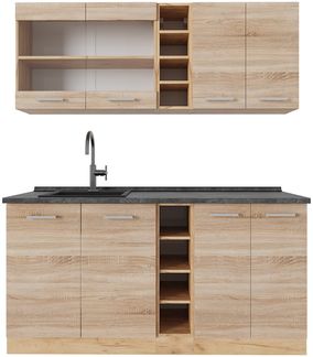 Single küche R-Line Sonoma/Goldkraft Eiche 160 cm , AP Anthrazit Vicco