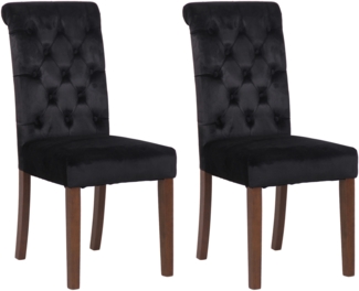 DELUKE® 2er Set Esszimmerstühle WALES Samt - 98x45x63cm, schwarz, Holz Gestell Stühle Esszimmerstühle Stuhl Esszimmer Esstisch Stühle Küchenstuhl