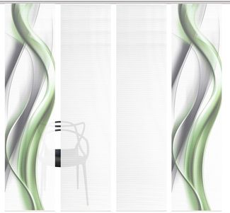 Vision S Schiebegardine CARA (4 St), Paneelwagen, halbtransparent, Schiebevorhang,Bambusoptik,Digitaldruck,SET