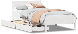 vidaXL Massivholzbett ohne Matratze Weiß 90x200 cm Kiefernholz 3301759