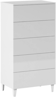 Dmora Aaron Kommode, Kommode mit 5 Schubladen, Kommode für das Schlafzimmer, moderne Kommode, 61x40h117 cm, Weiß