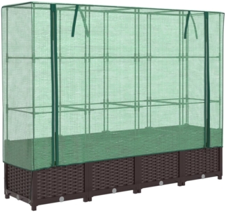 vidaXL Hochbeet mit Gewächshaus-Aufsatz Rattan-Optik 160x40x138 cm 4015802