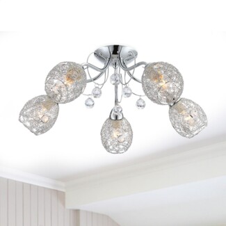 Deckenleuchte Wohnzimmer Esszimmer Kristall Deckenlampe 5 Flammig Kristalle