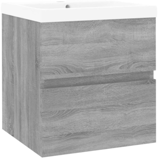 vidaXL Waschbeckenschrank mit Einbaubecken Grau Sonoma Holzwerkstoff 3152859