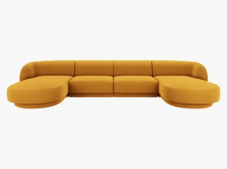 Micadoni Panorama-Sofa Miley 5-Sitzer Samt Bluvel Gelb