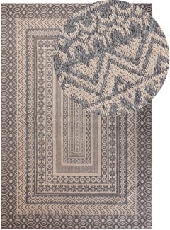 Teppich Jute beige grau 200 x 300 cm geometrisches Muster Kurzflor BAGLAR