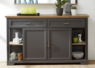 Lomadox Sideboard JÜLICH-36, Grau Absetzungen in Artisan Eiche Nb. 171/102/48 cm