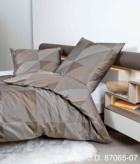 Janine J.D. Mako-Satin Bettwäsche 200x200 Rauten Dreieck taupe braun 87065-07