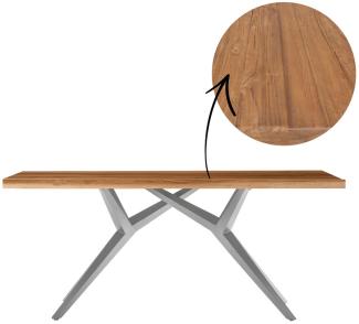 TABLES&Co Tisch 240x100 Recycelte Teak Natur Metall Silber