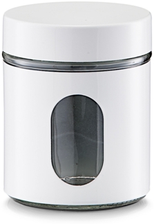 ZELLER 19790 Vorratsglas 600 ml mit Metallmantel WEISS, pulverbeschichtet