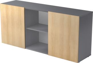 bümö® Sideboard mit Schwebetüren in Graphit/Eiche