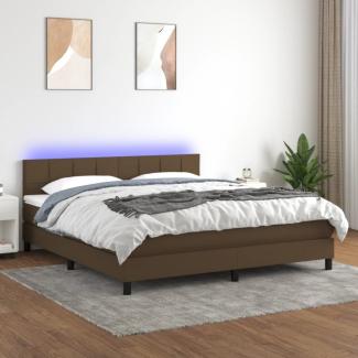 vidaXL Boxspringbett mit Matratze & LED Dunkelbraun 180x200 cm Stoff 3133176
