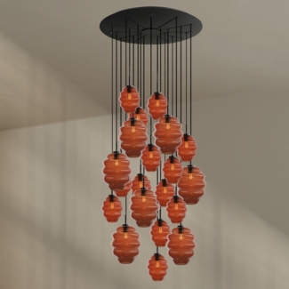 s.luce Echos Galerieleuchte 20-flammig Ø 120cm Baldachin Ø 18/25cm Braun, Schwarz