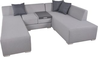 Gartenloungeset BERT 3tlg. - Alu/Polyester, inkl. Auflagen, Grau | Gartenmöbel Set Garten Loungegruppe Lounge-Set Pool Loungegarnitur