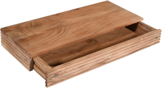 Steckboard mit Baumkante Schubladenregal Akazie massiv natur gerillt 60 x 25 x 8 cm LEONA 159474582