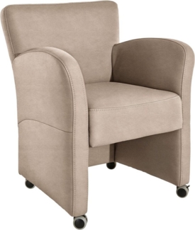exxpo - sofa fashion Sessel Cortado, Loungesessel auf Rollen, schmale Armlehnen, bequem, Breite 66 cm