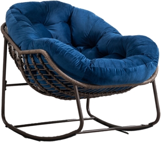 LVHOM Schaukelstuhl mit gepolstertem Kissen, Rattanstuhl mit Stahlrahmen, Lounge Sessel, Schaukelsessel, 1 St, für Balkon/Garten/Wohnzimmer/Schlafzimmer/Arbeitszimmer