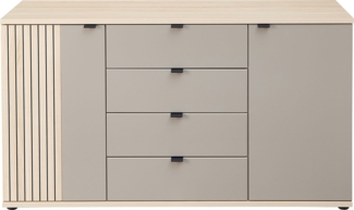 Kommode Padua / Pisa, Holzwerkstoff, Grau, Holzfarben, 149 x 84 x 38 cm