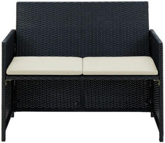 vidaXL 2-Sitzer-Gartensofa mit Polstern Schwarz Poly Rattan 43910