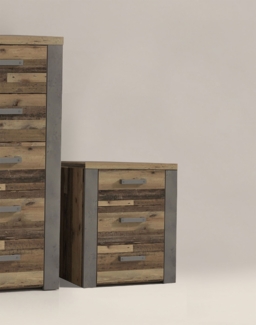 Nachtkonsole Nachtschrank 56cm old wood vintage beton dunkelgrau Mordern