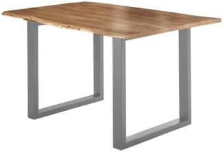 Esstisch Baumkante massiv Akazie natur 160x85 U-Gestell silber LUBIN 527325