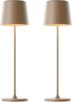 Brilliant LED Tischleuchte Kaami - mobile LED Außen Akku Tischlampe 2er-Set, Dimmer, Dimmfunktion, mehrere Helligkeitsstufen, LED fest integriert, Warmweiß, 310 lm, Touchdimmer, USB, Akku, Outdoor, Indoor, Akkuleuchte 37cm hoch