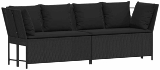 vidaXL Gartensofa mit Kissen Schwarz Poly Rattan 4104122
